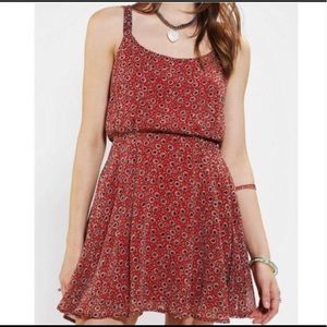 Urban Outfitters Red Floral Sleeveless Dress